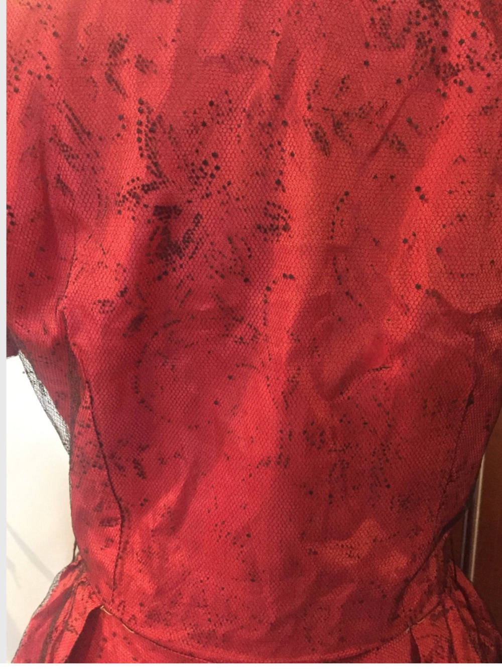 1940s red dress with overlay AS IS - Picture 5 of 10